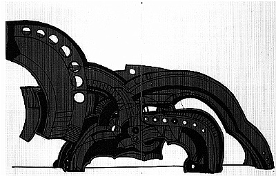 1966-1967 - Gelbe Eisenplastik Tatzelwurm Buminell - Zustand 1 - Lithographie - 27,5x50cm